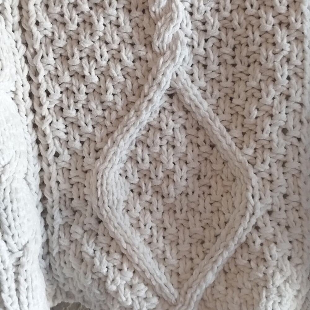 Papermoon NNT Cora Cropped Cable Thick Loose Knit Ivory Crewneck Sweater S - Picture 4 of 15